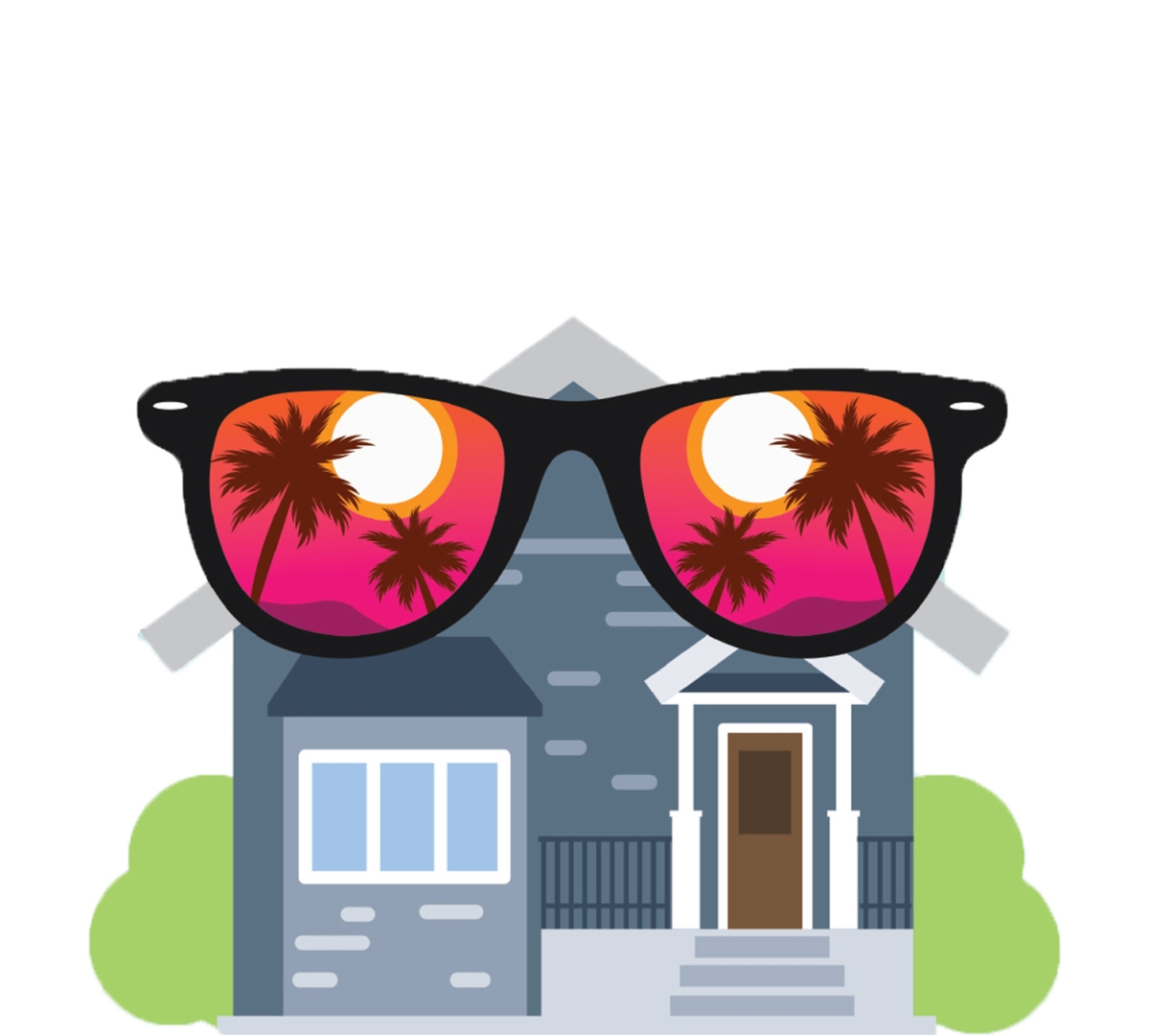 House with sunglasses. 